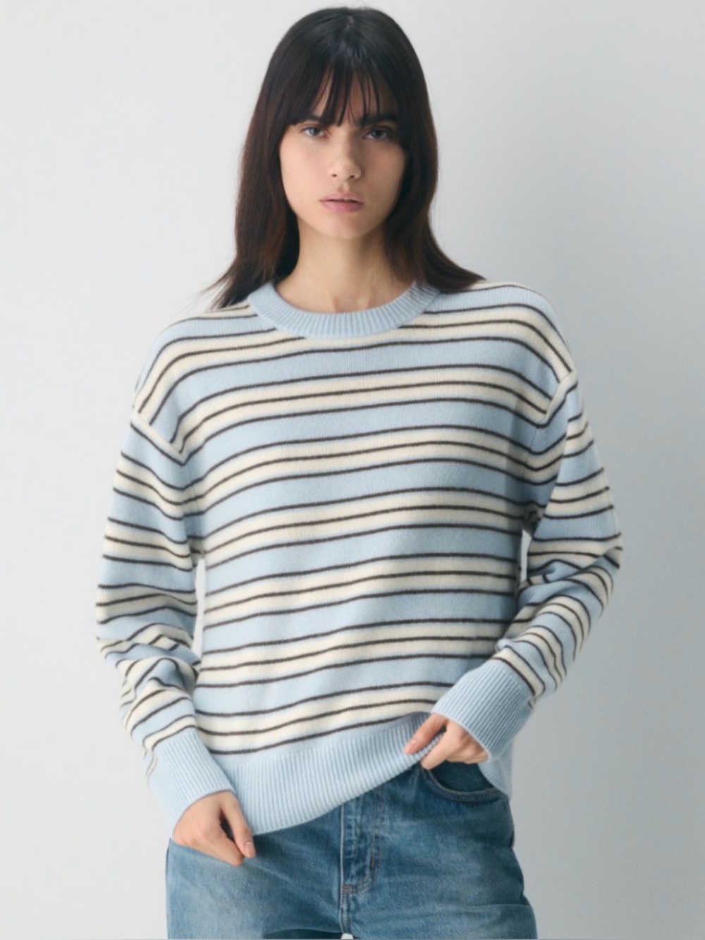 Aritzia Cashmere blue stripe sweater